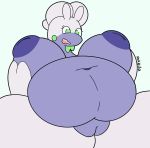  anthro belly big_breasts breasts dragon female genitals goodra green_eyes hi_res huge_breasts navel nintendo nipples noirnoir nude obese overweight overweight_female pok&eacute;mon pok&eacute;mon_(species) presenting presenting_pussy purple_body purple_skin pussy simple_background slime solo spreading thick_thighs video_games 