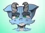  ambiguous_gender anthro blue_body blue_scales dungeons_and_dragons green_eyes hasbro horn kobold portrait practice scales suver wizards_of_the_coast 