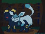  2020 4:3 ambiguous_gender aube digital_media_(artwork) duo eeveelution feral forest glaceon hug male mammal nintendo pixel_(artwork) pok&eacute;mon pok&eacute;mon_(species) raining tree umbreon video_games 