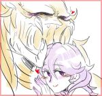  &lt;3 blush duo fan_character fangs female female_on_humanoid hair human humanoid interspecies kein_avp love male male/female mammal muscular muscular_male open_mouth predator_(franchise) purple_eyes romantic_ambiance romantic_couple simple_background smile white_background yautja yellow_eyes 