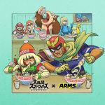  arms_(game) beanie blonde_hair bodysuit bowl captain_falcon chopsticks cobushii_(arms) copyright_name donkey_kong donkey_kong_(series) doubutsu_no_mori eating f-zero food green_eyes hat helmet inkling ishikawa_masaaki mario mario_(series) metroid necktie noodles official_art ramen samus_aran shizue_(doubutsu_no_mori) splatoon_(series) spring_man_(arms) super_smash_bros. tentacle_hair twintelle_(arms) window zero_suit 