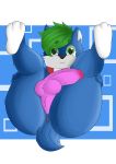  absurd_res anthro anus balls blue_body blue_fur canid canine ender fox fur genitals girly gunnigle hi_res male mammal marlight penis pink_penis solo 