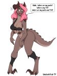  4_breasts alpha_channel anthro bethesda_softworks big_breasts biped breast_expansion breasts butt claws clothed clothing deathclaw dialogue english_text fallout female feral hair hi_res horn human human_to_anthro legwear low-riding mammal multi_breast nipple_slip nipples one_breast_out scalie simple_background solo species_transformation surprise tail_growth text topwear torn_clothing transformation transparent_background unidentified-tf video_games wardrobe_malfunction 