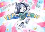  female hair looking_at_viewer mammal open_mouth painting_(artwork) solo tem temmie_(undertale) traditional_media_(artwork) undertale unknown_artist video_games watercolor_(artwork) white_body 
