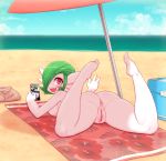  animal_humanoid anus artist_name beach beach_towel beach_umbrella big_breasts big_butt blush breasts butt cloud day digital_drawing_(artwork) digital_media_(artwork) eyebrow_through_hair eyebrows fangs feet feet_up female full-length_portrait gardevoir genitals green_hair hair hair_over_eye happy holding_object holding_phone humanoid humanoid_genitalia humanoid_pussy kionant looking_at_viewer looking_back lying mammal mammal_humanoid nintendo not_furry nude nude_female on_front one_eye_obstructed open_mouth open_smile outside phone pok&eacute;mon pok&eacute;mon_(species) pok&eacute;mon_go portrait presenting presenting_anus presenting_hindquarters presenting_pussy pussy red_eyes sea seaside short_hair side_boob sky smile solo spread_legs spreading thick_thighs towel translucent translucent_hair uncensored video_games water white_body white_skin 