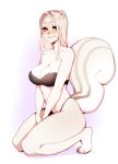  anthro areola big_breasts bra breasts cleavage clothed clothing female frenky_hw hi_res kneeling looking_at_viewer mammal panties rodent sciurid simple_background solo underwear 