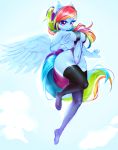  anthro big_breasts breasts clothing equid equine erect_nipples erection erection_under_clothing female flying friendship_is_magic haokan hasbro hi_res legwear looking_at_viewer mammal my_little_pony nipples nude pegasus pinup plantigrade pose rainbow_dash_(mlp) sky smile smiling_at_viewer solo spread_wings stockings suit swimwear thigh_highs wings 