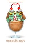  amazon_milk_frog ambiguous_gender amphibian brown_body candy cherry chocolate cryptid-creations duo english_text feral food frog fruit goblet green_body milkshake plant simple_background smile sprinkles straw text tree_frog url whipped_cream white_background yellow_eyes 
