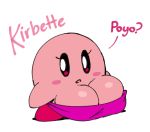  2020 big_breasts blush bra breasts clothing crossgender eyelashes female joaoppereiraus kirby kirby_(series) nintendo not_furry open_mouth pink_clothing red_eyes solo text underwear video_games waddling_head 