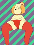  3:4 absurd_res animal_crossing anthro breasts butt canid canine canis clothed clothing domestic_dog female fur hair hi_res isabelle_(animal_crossing) mammal nintendo nipples nude smile solo video_games xepwen 