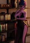  3d_(artwork) absurd_res bookshelf breasts cleavage clothed clothing cutie_mark dashie116 digital_media_(artwork) dress equid equine friendship_is_magic furniture hair hi_res horn mammal my_little_pony purple_eyes purple_hair solo twilight_sparkle_(mlp) unicorn wide_hips 