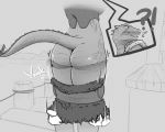 5:4 angry argonian assisted_exposure bethesda_softworks bottomless butt clothed clothing cokesero deeja disembodied_hand exposed forced forced_undressing greyscale monochrome pantsing scalie simple_background surprise the_elder_scrolls video_games 