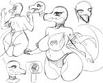  5:4 anthro armband big_breasts blush breasts butt clothing curvy_figure female jewelry jmf monochrome necklace nintendo panties pok&eacute;mon pok&eacute;mon_(species) salazzle slightly_chubby smile solo underwear video_games voluptuous 