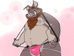  2020 4:3 anthro belly bulge clothing eclipsewolf hi_res humanoid_hands male mammal moobs nipples overweight overweight_male pubes simple_background solo suid suina sus_(pig) underwear wild_boar 