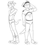  1:1 anthro anthrofied backwards_baseball_cap baseball_cap briefs bulge clothed clothing crop_top digimon digimon_(species) duo flamedramon furgonomics fuze greyscale guilmon hat headgear headwear hi_res legwear male midriff monochrome navel shirt simple_background socks topwear underwear white_background 