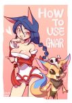  &lt;3 ahri_(lol) anthro blue_hair bone breasts clothed clothing comic cover cover_page duo eyelashes female fur gnar_(lol) hair hi_res humanoid larger_female league_of_legends loincloth male male/female multicolored_body multicolored_fur ponytail riot_games seductive_eyes sharp_teeth simple_background size_difference skull smaller_male strongbana taller_female teeth text video_games yellow_eyes yordle 