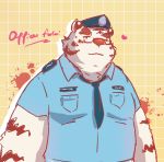  2020 anthro belly clothing eyewear felid fur furball_shirokm glasses hi_res kemono male mammal necktie overweight overweight_male pantherine police police_hat police_uniform shirt tiger topwear uniform white_body white_fur 