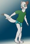  anthro bodily_fluids clothed clothing diaper genital_fluids happy hi_res irnub male mammal mustela mustelid musteline perry_(irnub) smile solo standing stoat toddlergirl urine watersports wet_diaper wetting 