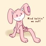  1:1 amulet anthro bodily_fluids genital_fluids genitals hi_res holding_penis lagomorph leporid looking_at_viewer male mammal masturbation misket muffinlewds penis plushie precum rabbit raised_leg sitting solo text young 