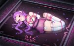  1girl 7t absurdres bdsm bondage bound bound_arms bound_legs breast_bondage breasts collar elbow_gloves fate/grand_order fate_(series) gloves highres long_hair lying medusa_(fate) medusa_(lancer)_(fate) on_side panties purple_eyes purple_hair rope shibari shibari_over_clothes sidelocks small_breasts solo stirrup_legwear thighhighs toeless_legwear underwear white_gloves white_legwear white_panties 