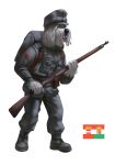  2017 anthro austria-hungary backpack belt belt_pouch black_nose boots bottomwear canid canine canis central_powers clothed clothing cross crown domestic_dog dual_monarchy fangs flag footwear fully_clothed fur grey_body grey_fur gun hat headgear headwear holding_gun holding_object holding_rifle holding_weapon hungarian_sheepdog livestock_guardian_dog male mammal military military_uniform open_mouth pants pastoral_dog pimpartist ranged_weapon rifle simple_background solo teeth traditional_media_(artwork) uniform weapon white_background world_war_1 