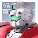  character_name close-up earth_federation gm_(mobile_suit) gradient gradient_background grey_background gundam mao_(6r) mecha mobile_suit_gundam no_humans robot solo visor 