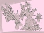  2020 anthro breasts chiropteran clothing female gem half-closed_eyes hi_res hoard mammal monochrome mostly_nude narrowed_eyes nipples rouge_the_bat rougefetus sketch solo sonic_the_hedgehog_(series) t-pose undressing 