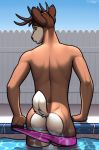  anthro antlers butt cervid clothing horn looking_back male mammal poolside sigma_x sigma_x_(character) solo underwear underwear_down 