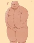  2020 anthro belly blush bottomwear clothing hi_res kemono kwzu male mammal overweight overweight_male pants shirt simple_background solo topwear ursid 