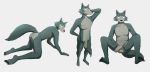  2020 absurd_res all_fours anthro armpit_hair balls beastars body_hair butt canid canine canis delirost flaccid fur genitals grey_body grey_fur hand_behind_head hi_res humanoid_genitalia humanoid_penis legoshi_(beastars) male mammal multiple_poses nude partially_retracted_foreskin penis pose presenting presenting_hindquarters presenting_penis scar sitting solo spread_legs spreading standing uncut wolf 
