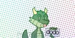  anthro belly_scales blep card claws countershading dododragon56 dots dragon green_body green_scales horn looking_at_viewer male reptile safe scales scalie silly_face simple_background solo standing tailwag tongue tongue_out wide_eyed 