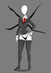  big_breasts blush breasts clothing creepypasta female footwear hi_res high_heeled_boots high_heels humanoid lingerie necktie not_furry shoes simple_background slenderman solo suit tentacles video_games 