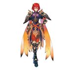  1girl absurdres alternate_costume armor armored_boots artist_request bangs belt bodysuit bodysuit_under_clothes boots breastplate closed_mouth commentary_request feather_trim fire_emblem fire_emblem:_mystery_of_the_emblem fire_emblem_heroes gauntlets hair_ornament hand_on_hip highres looking_at_viewer minerva_(fire_emblem) official_art pelvic_curtain red_bodysuit red_eyes red_hair shiny shiny_clothes shiny_hair short_hair shoulder_armor simple_background smile solo standing white_background 