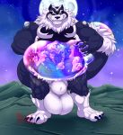  2020 5_fingers after_vore animal_genitalia anthro balls belly big_balls big_belly black_body black_fur black_skin canid canine canis capcom claws darkstalkers duo eyebrows fingers full_moon fully_sheathed fur genitals hand_on_stomach hi_res huge_balls hungothenomster inside_stomach jon_talbain looking_down male mammal moon multicolored_body multicolored_fur multicolored_skin muscular muscular_male muscular_thighs neck_tuft night nude oral_vore pecs plantigrade raccoon_dog raibobo_(hungothenomster) sheath standing tanuki toe_claws translucent translucent_body translucent_skin tuft two_tone_body two_tone_fur two_tone_skin video_games vore white_body white_fur white_skin wolf 