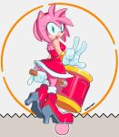  2020 absurd_res accessory amy_rose anthro breasts cashumeru clothing dress eulipotyphlan female footwear gloves green_eyes hair_accessory hairband hammer handwear hedgehog hi_res mammal open_mouth open_smile pink_body pink_skin signature smile solo sonic_the_hedgehog_(series) tools video_games 