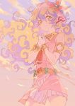  1girl armlet blue_hair bracelet cloud_hair dress flower hair_flower hair_ornament highres hong jewelry long_hair looking_at_viewer multicolored_hair nia_teppelin skirt smile solo symbol-shaped_pupils tengen_toppa_gurren_lagann two-tone_hair very_long_hair 