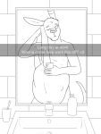  3:4 anthro bathroom belly cellphone hi_res kangaroo khaba024 macropod male male_pred mammal marsupial monochrome phone selfie social_media solo towel vore 