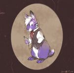  2020 blue_eyes clothed clothing digital_media_(artwork) feral fingers fur hair lagomorph leporid male mammal purple_body purple_fur rabbit solo thelupinprincess toes white_hair 