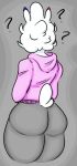  ? ambiguous_gender anthro big_butt butt clothing fur grey_background hair hi_res hoodie male_(lore) nintendo pillow_(theheckinlewd) pok&eacute;mon pok&eacute;mon_(species) rear_view simple_background solo sweater theheckinlewd thick_thighs togekiss topwear video_games white_body white_fur white_hair wide_hips yoga_pants 