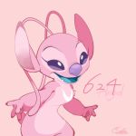  1:1 2020 4_fingers alien angel_(lilo_and_stitch) antennae_(anatomy) blue_mouth blue_tongue cello2424 character_name disney experiment_(lilo_and_stitch) fingers fur lilo_and_stitch long_antennae markings open_mouth open_smile pink_antennae pink_body pink_fur purple_eyes purple_nose signature small_tail smile solo tongue white_markings 