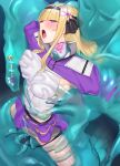  blonde_hair blush headband highres magical_girl ohlia open_mouth original purple_eyes slime tentacles tongue tongue_out wand 