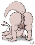  anthro anus ass_up backsack balls butt flaccid genitals goatboner_(artist) looking_back macropod male mammal marsupial nickelodeon nude penis presenting presenting_hindquarters puffy_anus raised_tail rocko&#039;s_modern_life rocko_rama signature simple_background solo wallaby 