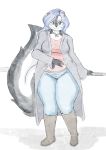  big_breasts blue_eyes boots bottomwear breasts clothed clothing coat eyewear female footwear glasses hair jeans maikeru mammal mephitid pants pink_clothing pink_shirt pink_topwear purple_hair shirt skunk slightly_chubby solo thick_thighs topwear 