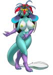  4_fingers alien anthro areola breasts claws collarbone elemental_creature female finger_claws fingers flora_fauna flower_(anatomy) furball nipples nokuri nude plant solo 