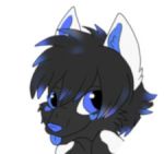  black_body black_fur blue_highlights canid canine canis female fur highlights_(coloring) low_res mammal solo thumbnail unknown_artist white_ears wolf young 