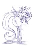  anthro anus bent_over breasts butt clothing equid equine female friendship_is_magic genitals hi_res legwear mammal monochrome my_little_pony pegasus pussy scootaloo_(mlp) snickerlewdles solo thigh_highs wings 