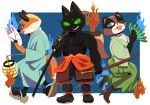  anthro asian_clothing black_body black_fur canid canine cartoon_network clothed clothing digitigrade domestic_cat east_asian_clothing felid feline felis female fox fur green_eyes group hi_res japanese_clothing kimono male mammal mao_mao:_heroes_of_pure_heart mask muscular muscular_male raccoon_dog rufus_(mao_mao:_heroes_of_pure_heart) sheriff_mao_mao_mao tanuki tanya_keys tongue tongue_out topless vetiver_n 