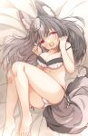  2020 animal_humanoid blush bodily_fluids bra breasts canid canid_humanoid canine canine_humanoid cleavage clothed clothing colored_nails female grey_hair hair hi_res humanoid mammal mammal_humanoid minato_yuu nails pacifier panties red_eyes solo tears underwear wolf_humanoid 