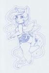  anthro big_butt bra butt clothing equid female friendship_is_magic hi_res horn longinius looking_back mammal monochrome my_little_pony panties princess_luna_(mlp) side-tie_panties simple_background solo thong underwear white_background winged_unicorn wings 