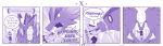  4koma ambiguous_gender anthro braver_(character) clothing comic dialogue dragon duo english_text feral hi_res kobold mask monochrome purple_theme text vavacung 